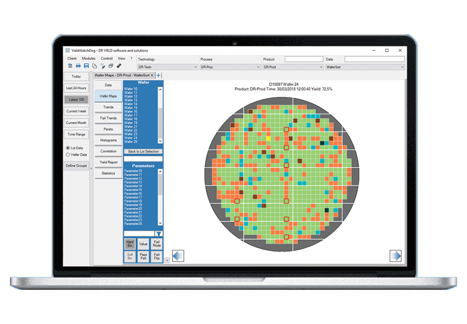 Analyze Wafer Maps with YieldWatchDog's Advanced Quality Module to ensure highest product quality