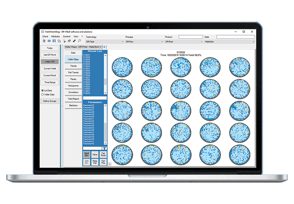 Viewing Wafer Maps with Smart YieldWatchDog Software